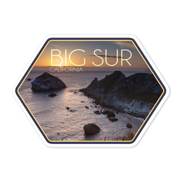 Big Sur, California, Rocks at Sunset, Contour, Vinyl Sticker - Lantern Press