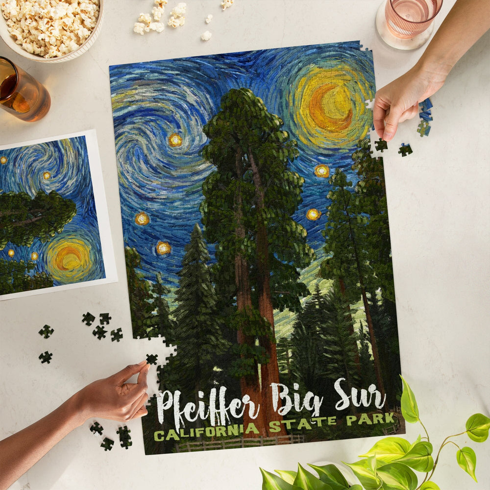 Big Sur, California, Starry Night Series, Pfeiffer Big Sur, Jigsaw Puzzle Puzzle Lantern Press 