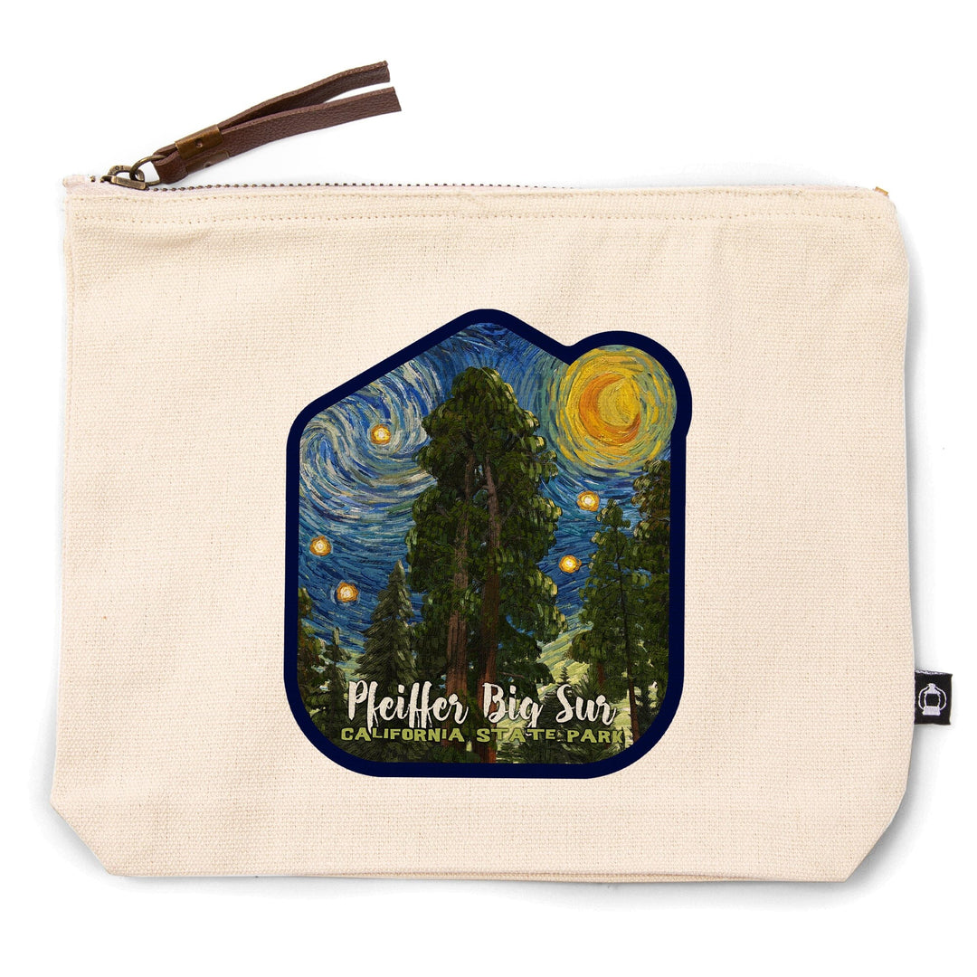Big Sur, California, Starry Night Series, Pfeiffer Big Sur,, Organic Cotton Zipper Pouch, Go Bag Totes Lantern Press 