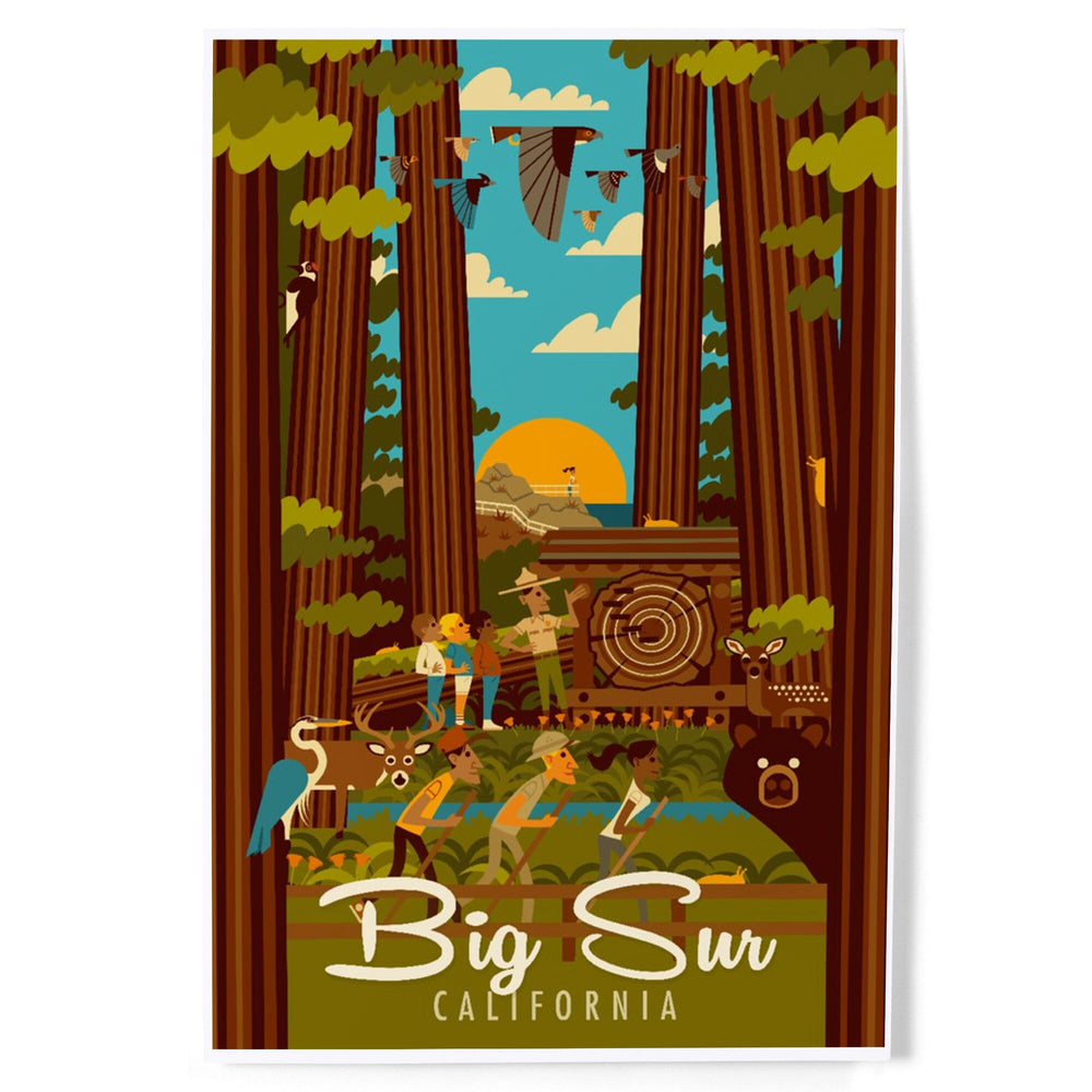 Big Sur, California, The Mountains are Calling, Geometric, Art & Giclee Prints Art Lantern Press 8 x 12 Art Print 