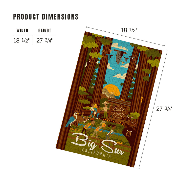 Big Sur, California, The Mountains are Calling, Geometric, Jigsaw Puzzle Puzzle Lantern Press 