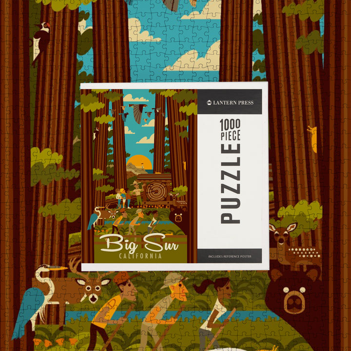 Big Sur, California, The Mountains are Calling, Geometric, Jigsaw Puzzle Puzzle Lantern Press 
