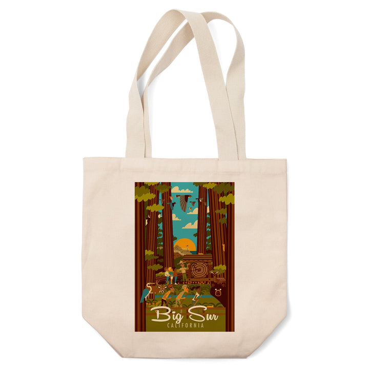 Big Sur, California, The Mountains are Calling, Geometric, Tote Bag Totes Lantern Press 