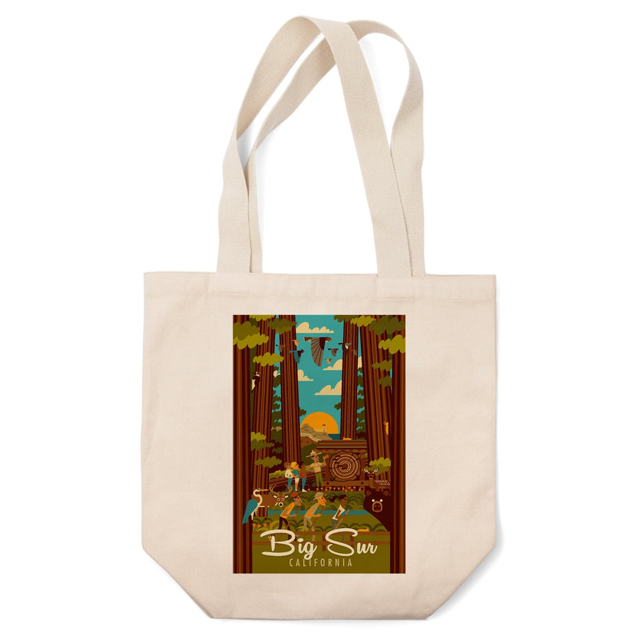 Big Sur, California, The Mountains are Calling, Geometric, Tote Bag Totes Lantern Press 