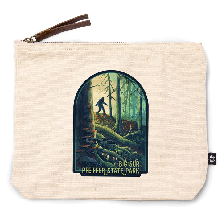 Big Sur, California, Wanderer, Bigfoot in Forest, Pfeiffer Big Sur,, Organic Cotton Zipper Pouch, Go Bag Totes Lantern Press 