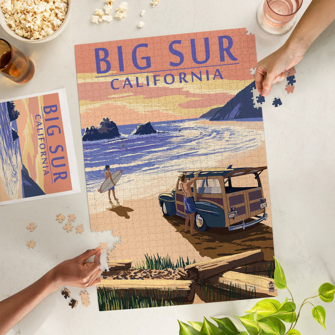 Big Sur, California, Woody on Beach, Jigsaw Puzzle Puzzle Lantern Press 