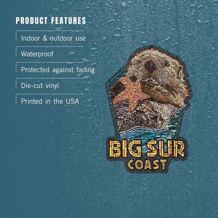 Big Sur Coast, California, Sea Otter Mosaic, Contour, Lantern Press Artwork, Vinyl Sticker Sticker Lantern Press 