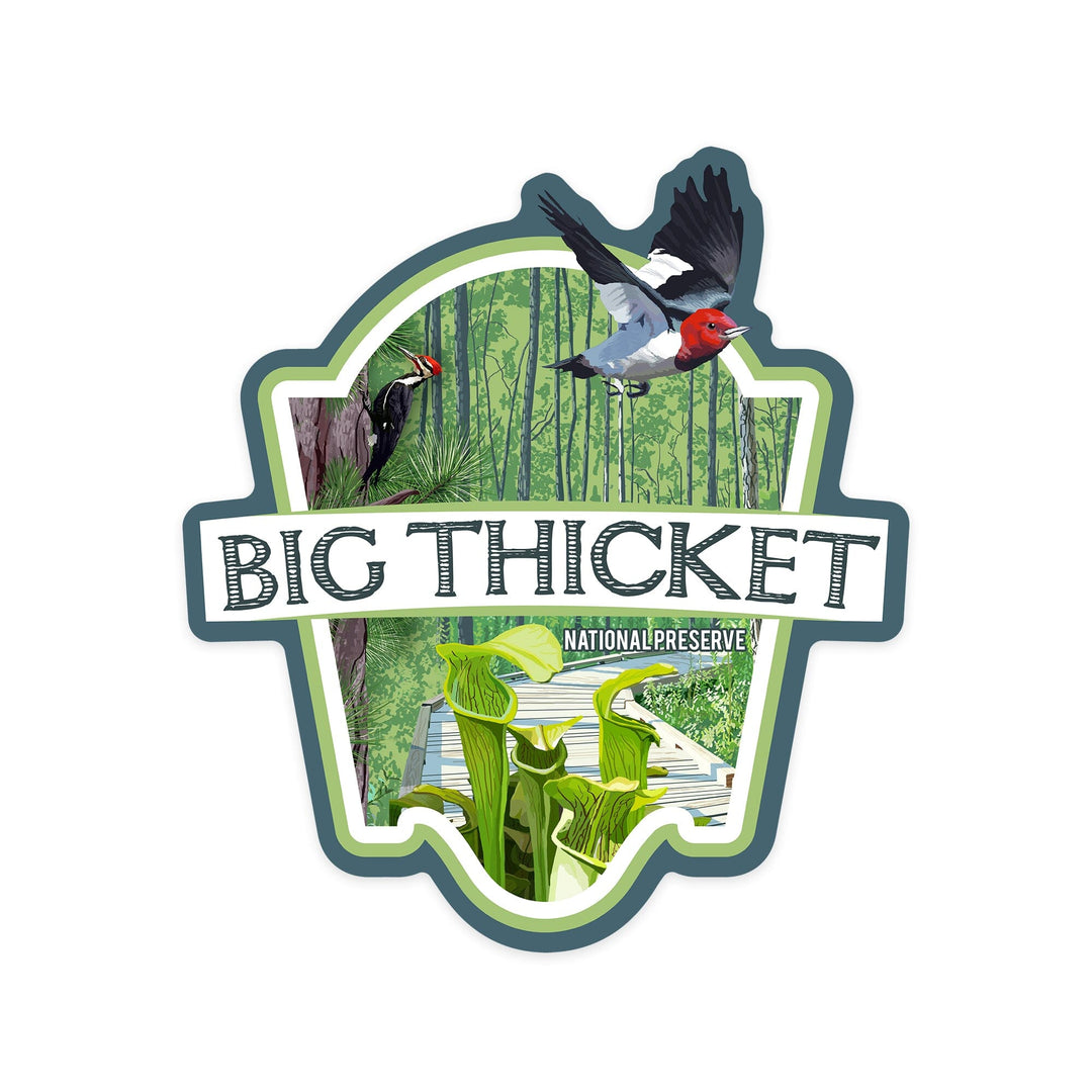 Big Thicket National Preserve, Texas, Contour, Artwork, Vinyl Sticker - Lantern Press