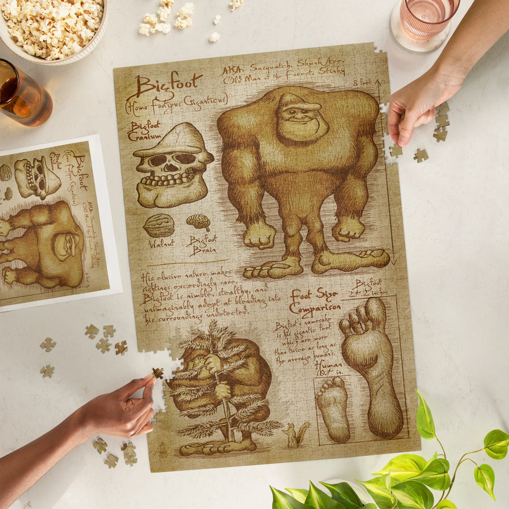 Bigfoot, da Vinci Style, Jigsaw Puzzle Puzzle Lantern Press 