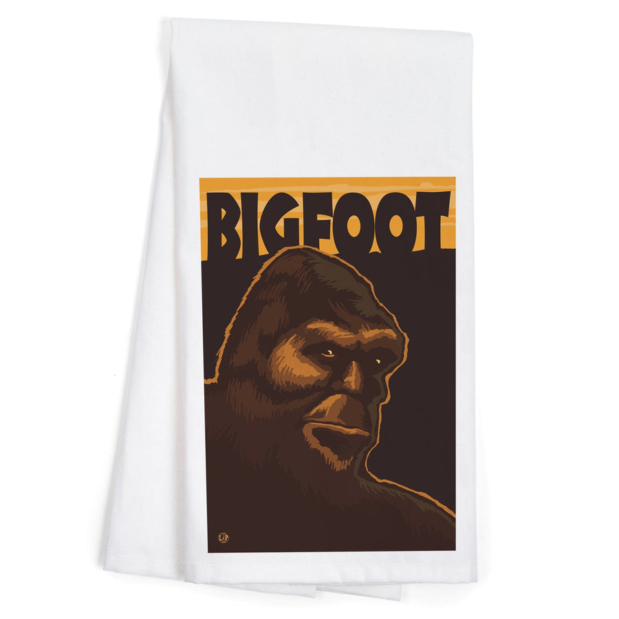 Bigfoot Face, Organic Cotton Kitchen Tea Towels Kitchen Lantern Press 