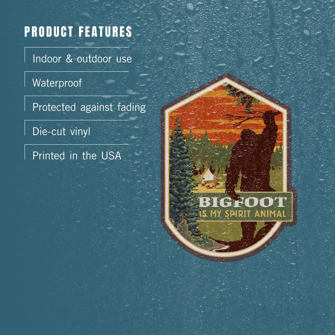 Bigfoot is my Spirit Animal, Contour, Lantern Press Artwork, Vinyl Sticker Sticker Lantern Press 