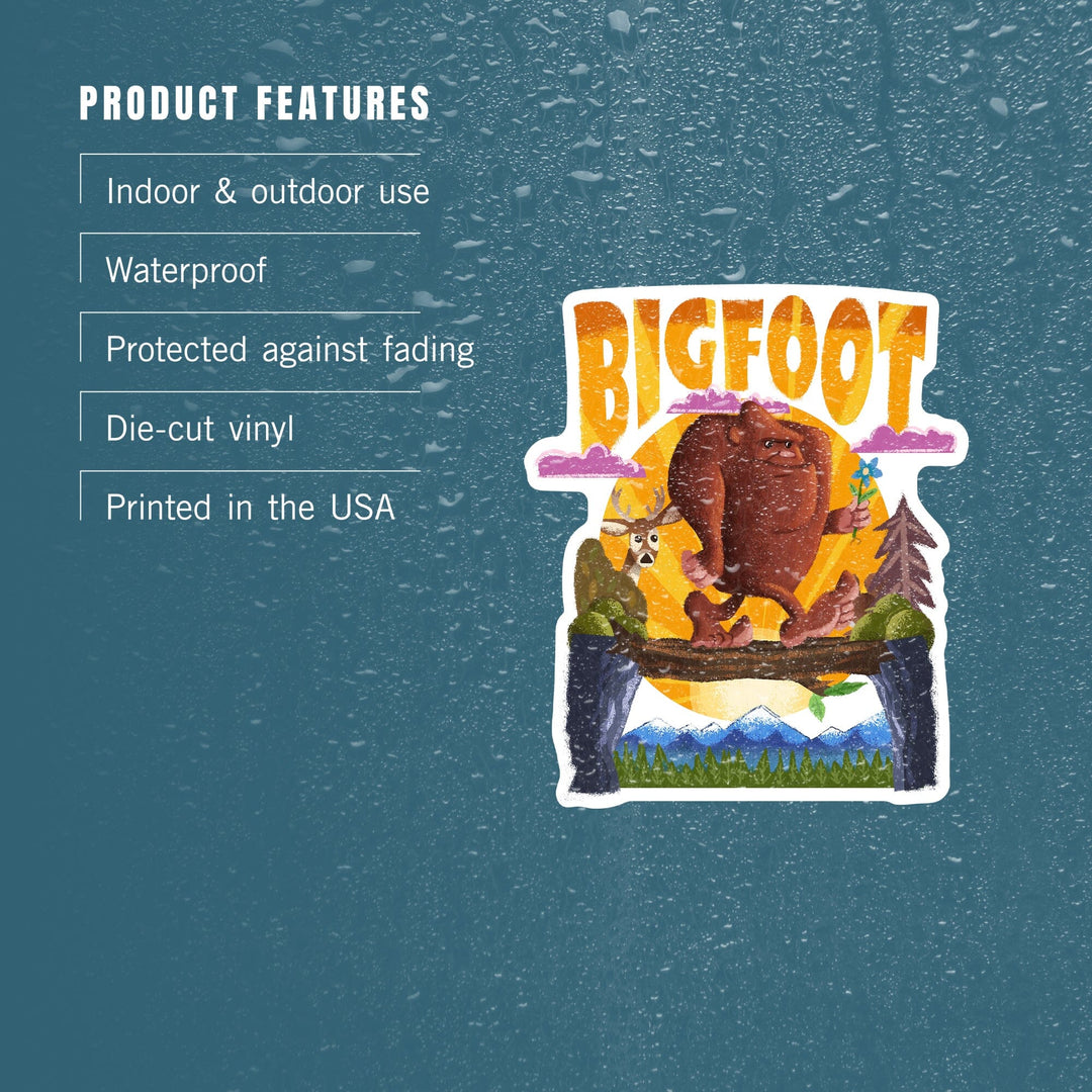 Bigfoot, Mid-Century Inspired, Contour, Lantern Press Artwork, Vinyl Sticker Sticker Lantern Press 
