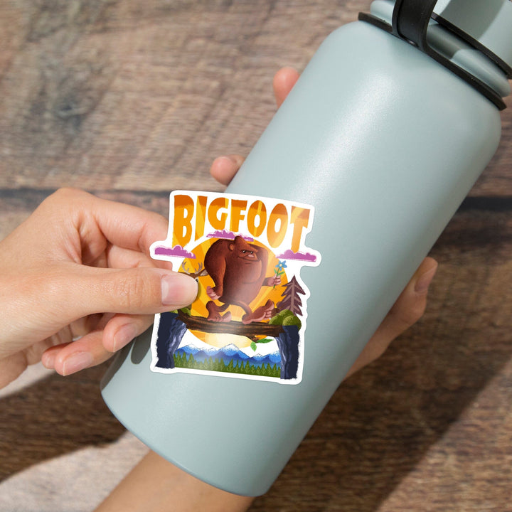 Bigfoot, Mid-Century Inspired, Contour, Lantern Press Artwork, Vinyl Sticker Sticker Lantern Press 