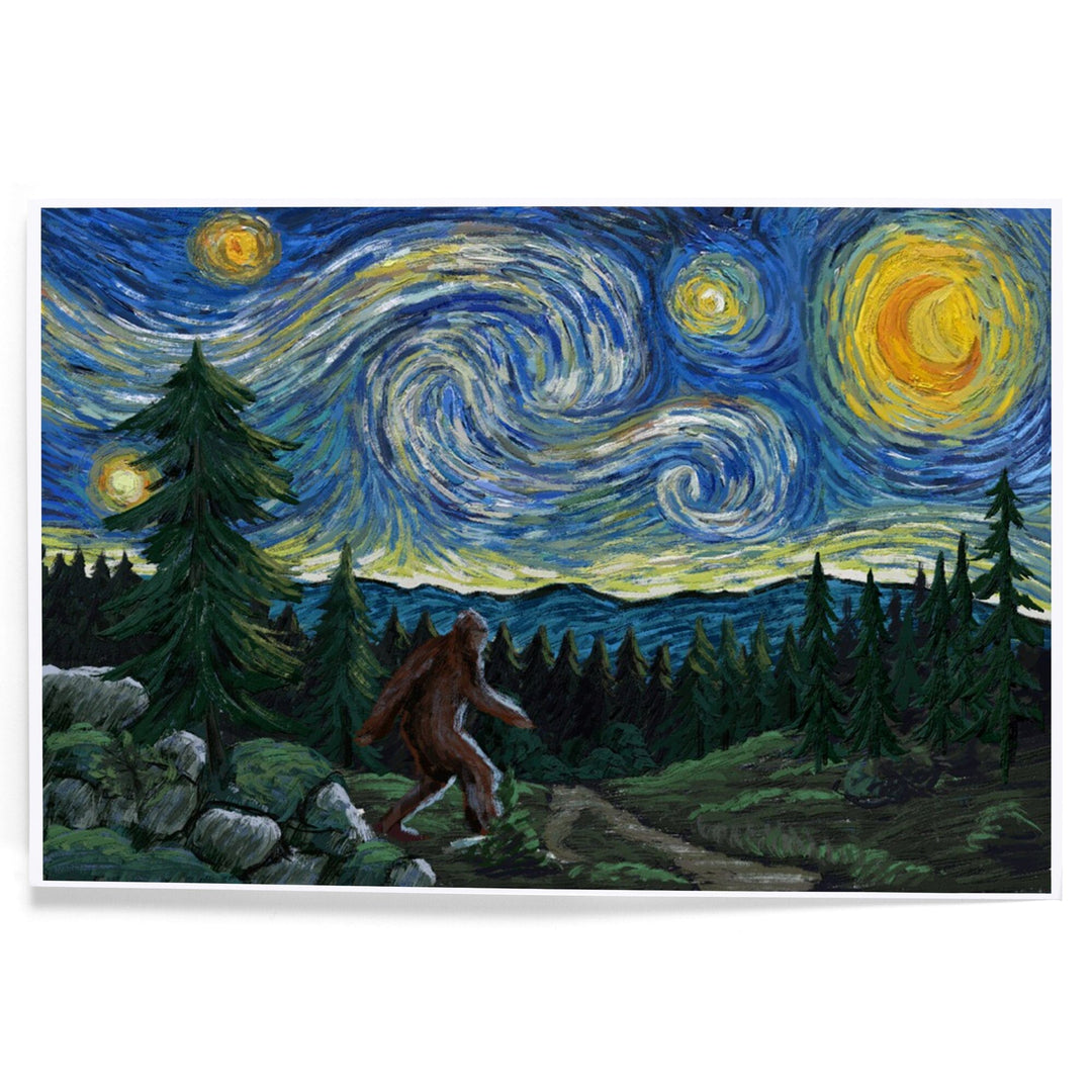 Bigfoot, Starry Night, Art & Giclee Prints Art Lantern Press 
