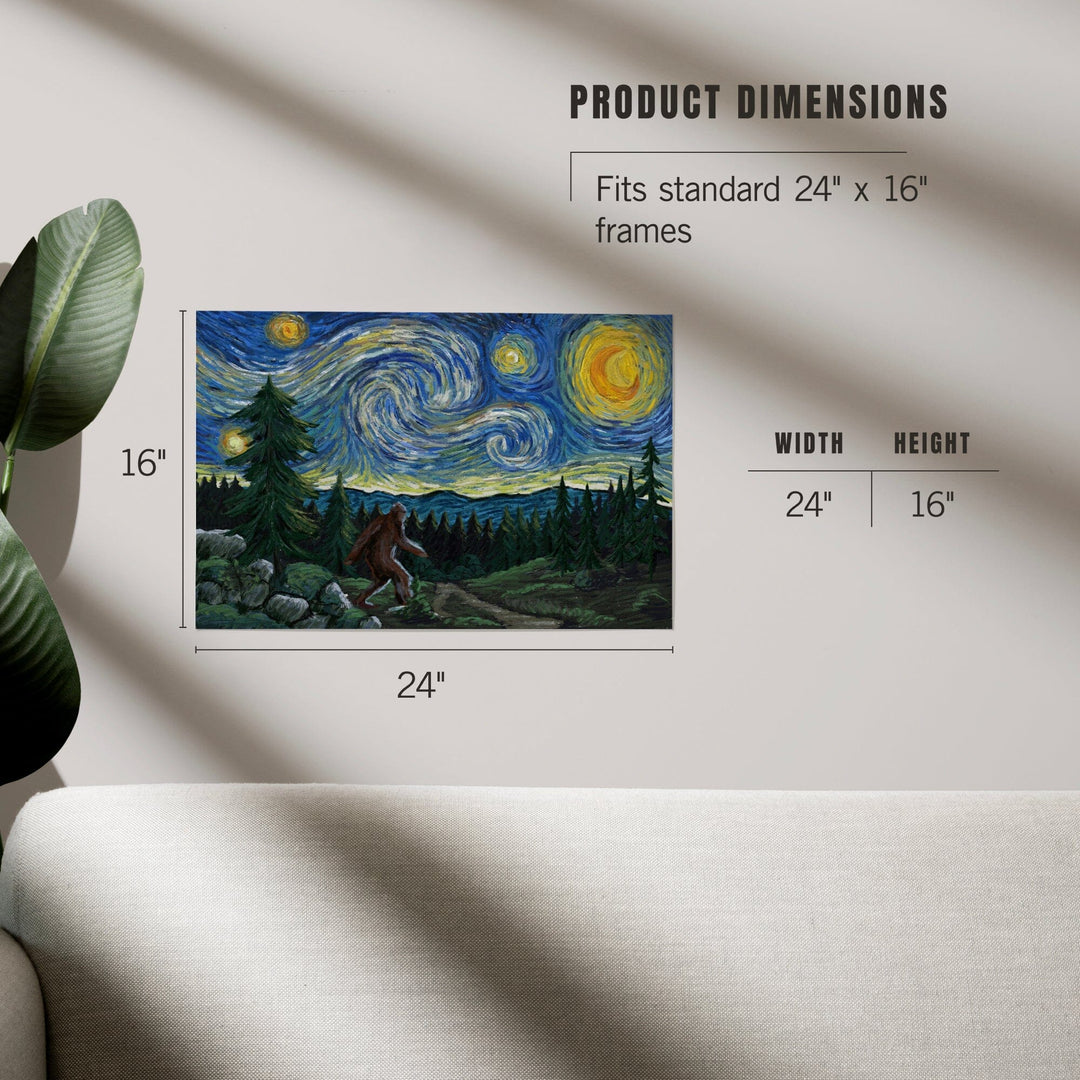 Bigfoot, Starry Night, Art & Giclee Prints Art Lantern Press 