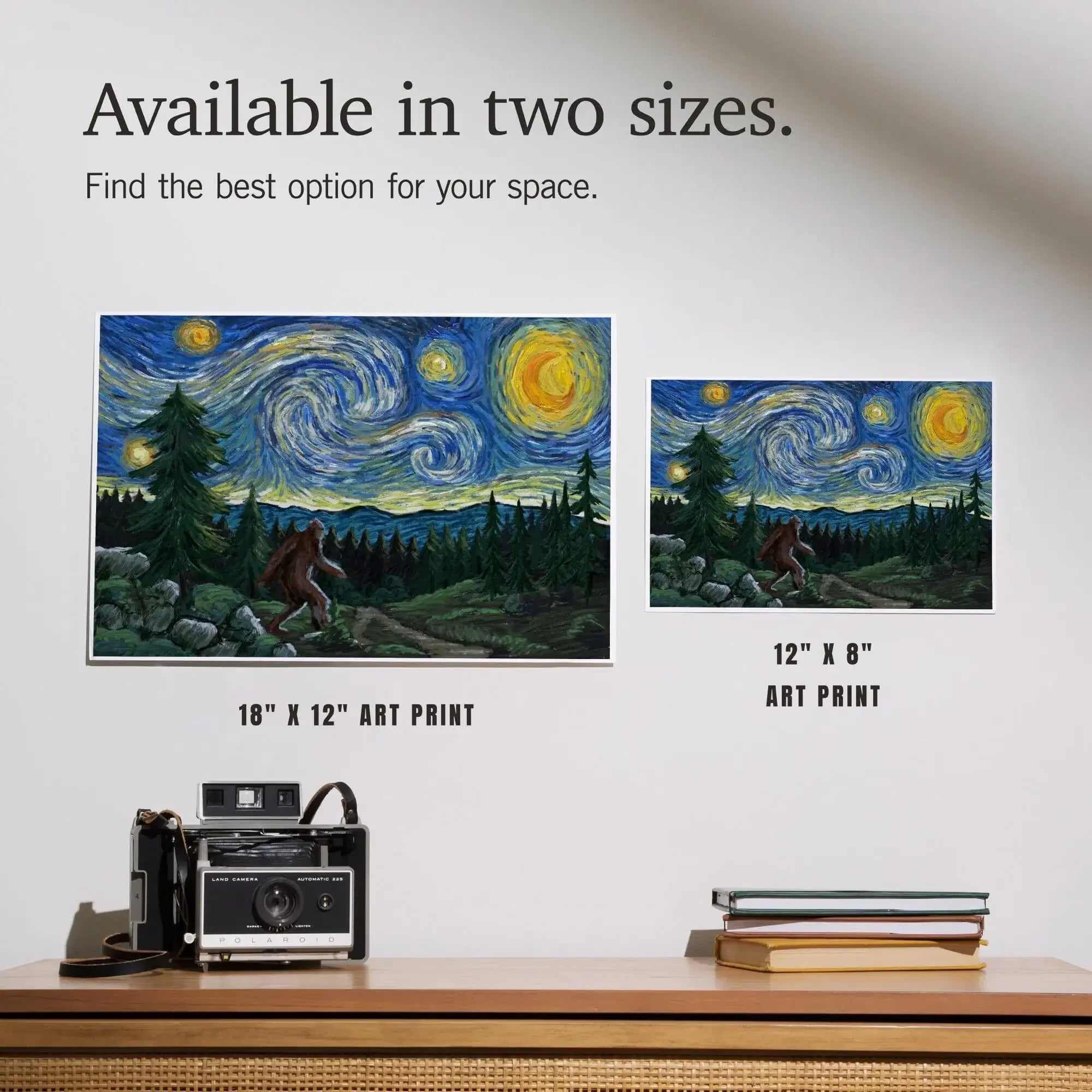 Bigfoot, Starry Night art prints, metal signs – Lantern Press