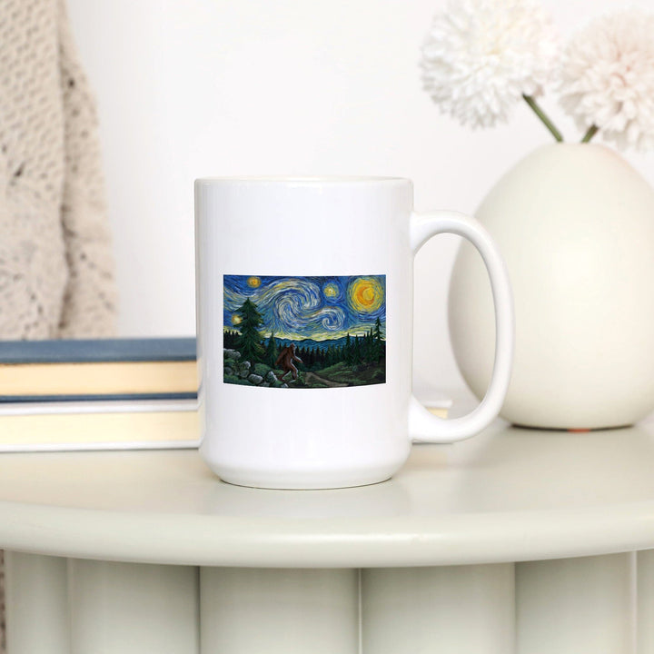 Bigfoot, Starry Night, Ceramic Mug Mugs Lantern Press 
