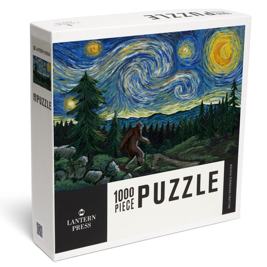 Bigfoot, Starry Night, Jigsaw Puzzle Puzzle Lantern Press 