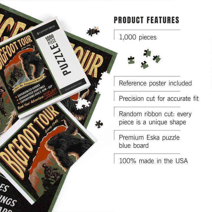 Bigfoot Tours, Vintage Sign (#2), Jigsaw Puzzle Puzzle Lantern Press 