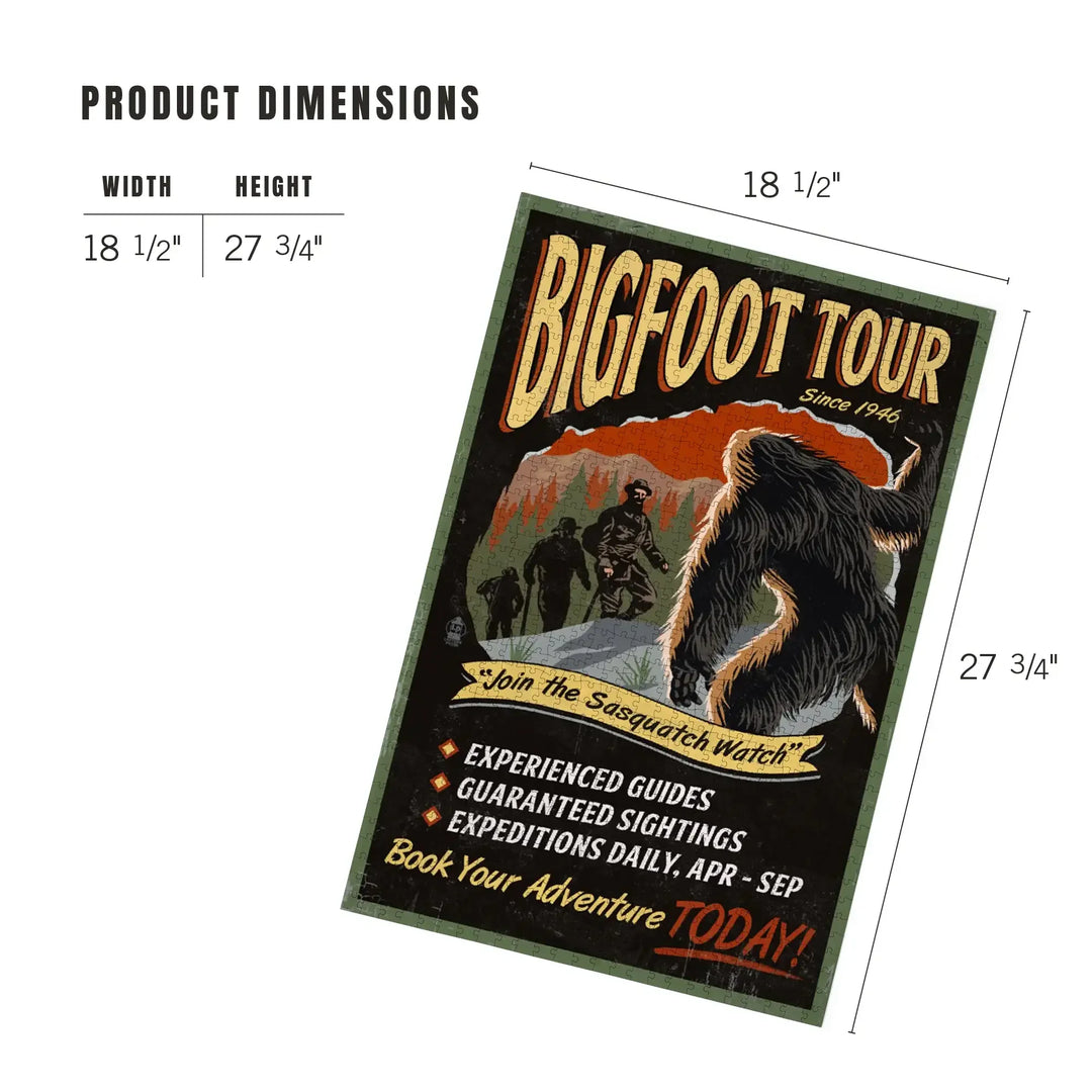 Bigfoot Tours, Vintage Sign (#2), Jigsaw Puzzle Puzzle Lantern Press 