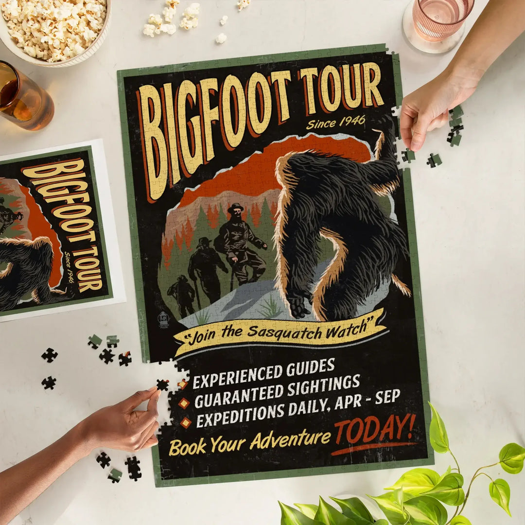 Bigfoot Tours, Vintage Sign (#2), Jigsaw Puzzle Puzzle Lantern Press 