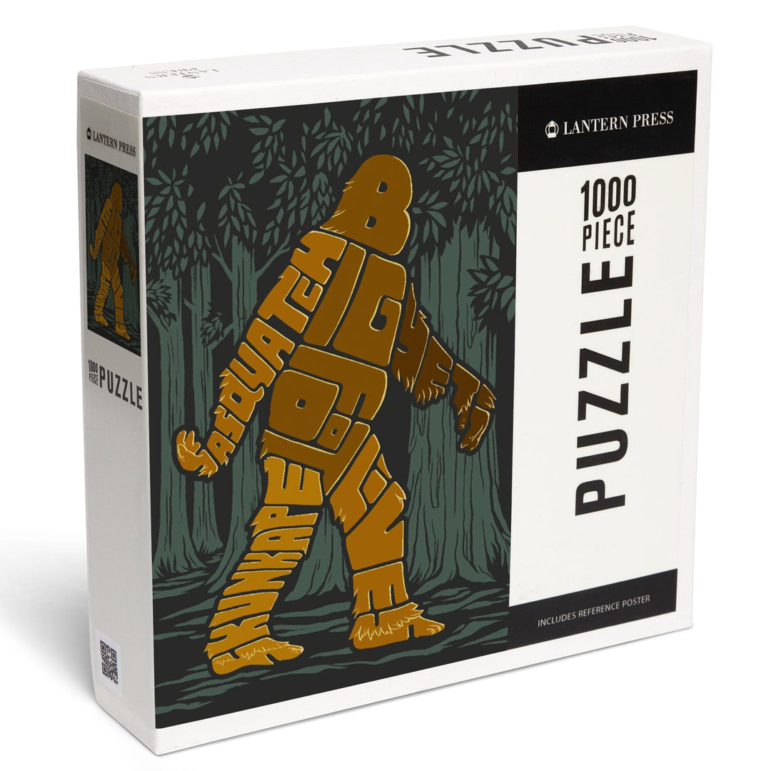 Bigfoot, Typography, Jigsaw Puzzle Puzzle Lantern Press 
