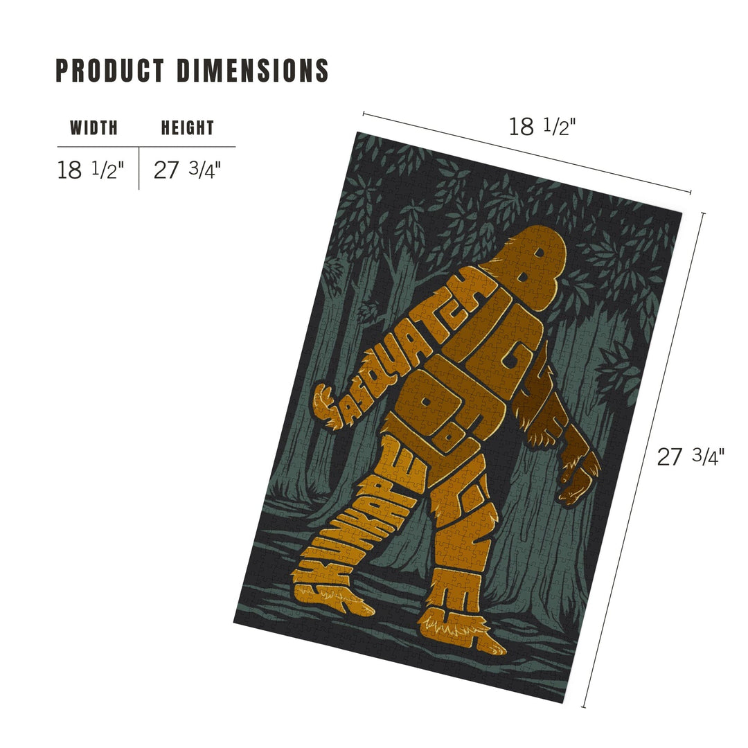 Bigfoot, Typography, Jigsaw Puzzle - Lantern Press