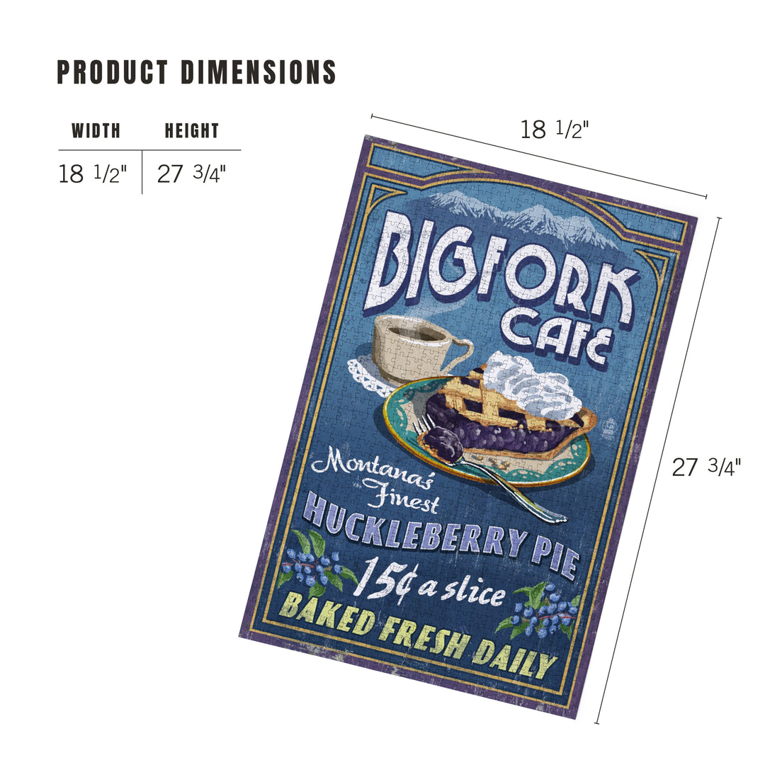 Bigfork, Montana, Huckleberry Pie Sign, Jigsaw Puzzle Puzzle Lantern Press 
