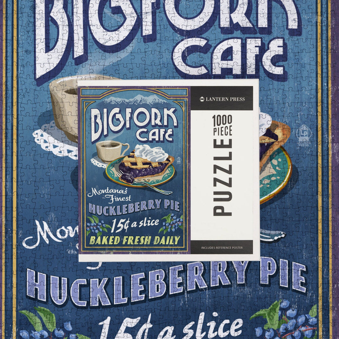 Bigfork, Montana, Huckleberry Pie Sign, Jigsaw Puzzle Puzzle Lantern Press 