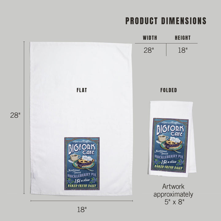 Bigfork, Montana, Huckleberry Pie Sign, Organic Cotton Kitchen Tea Towels Kitchen Lantern Press 