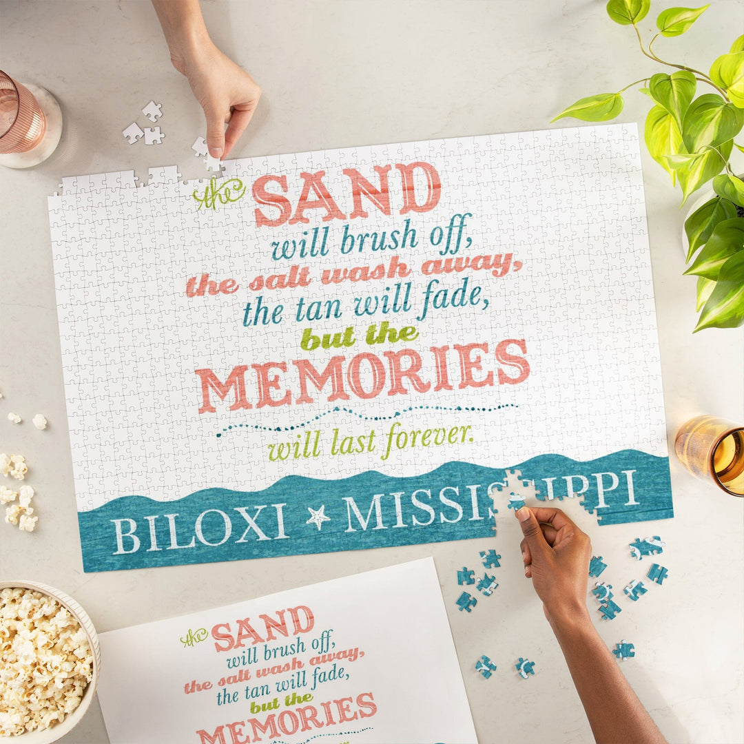 Biloxi, Mississippi, Beach Memories Last Forever, Jigsaw Puzzle Puzzle Lantern Press 