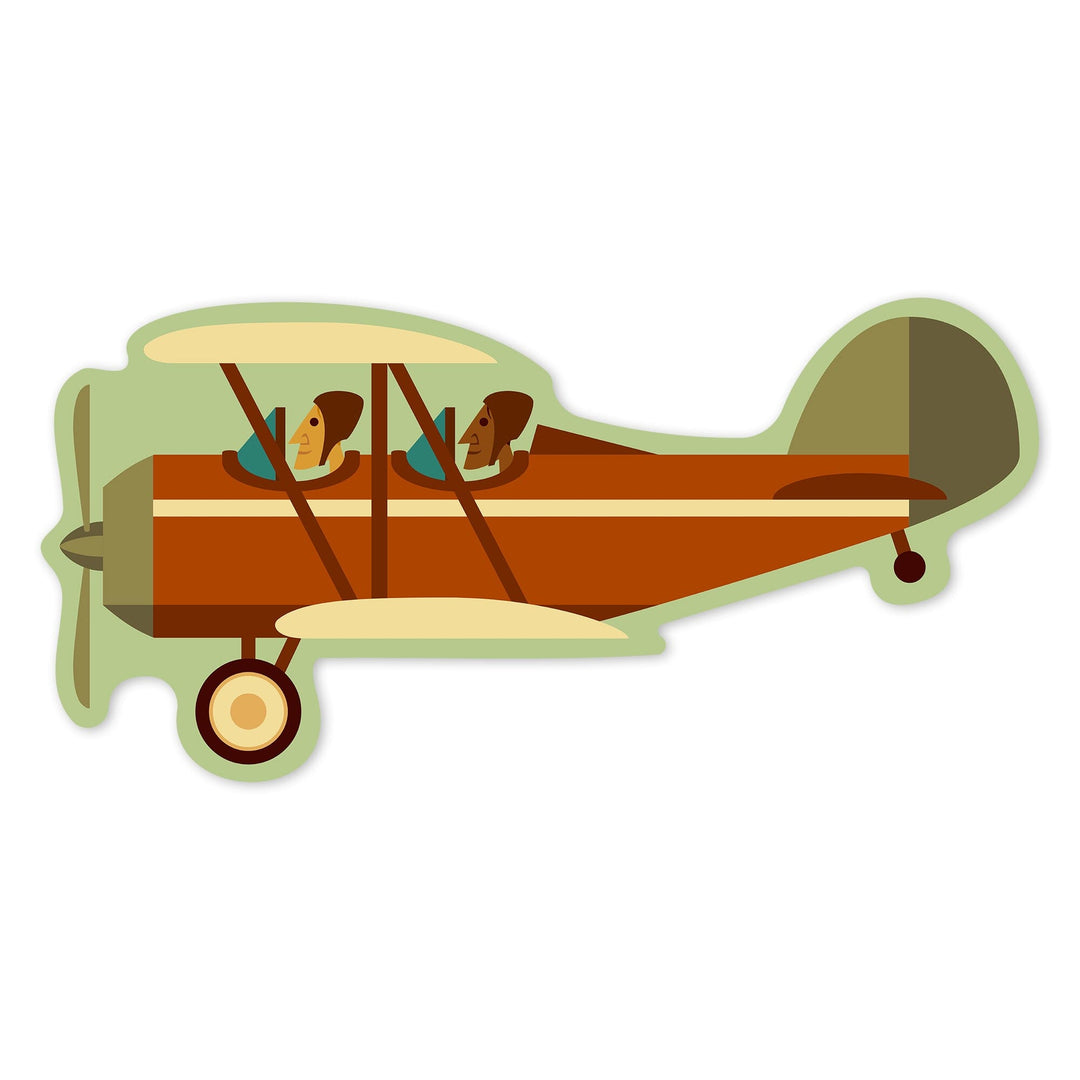 Biplane, Geometric, Contour, Vinyl Sticker Sticker Lantern Press 