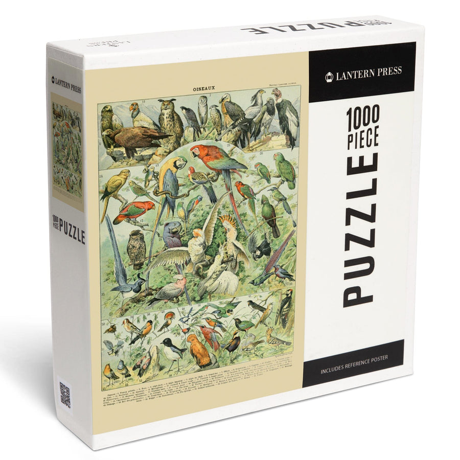 Birds, A, Vintage Bookplate, Adolphe Millot Artwork, Jigsaw Puzzle Puzzle Lantern Press 