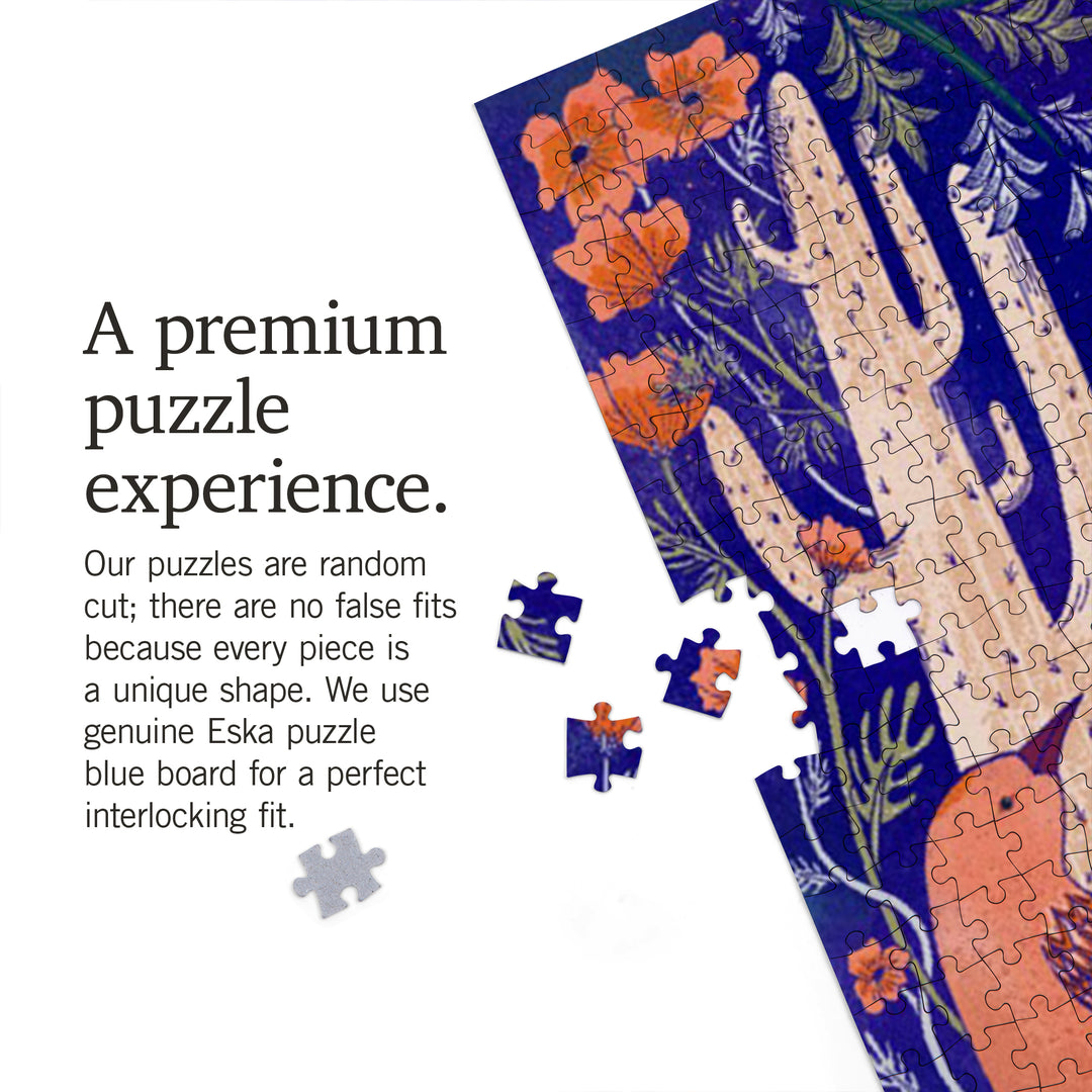 Birds and Blooms of North America, Cobalt, Jigsaw Puzzle Puzzle Lantern Press 