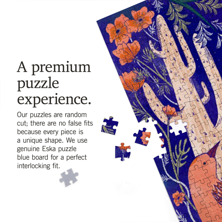 Birds and Blooms of North America, Cobalt, Jigsaw Puzzle Puzzle Lantern Press 