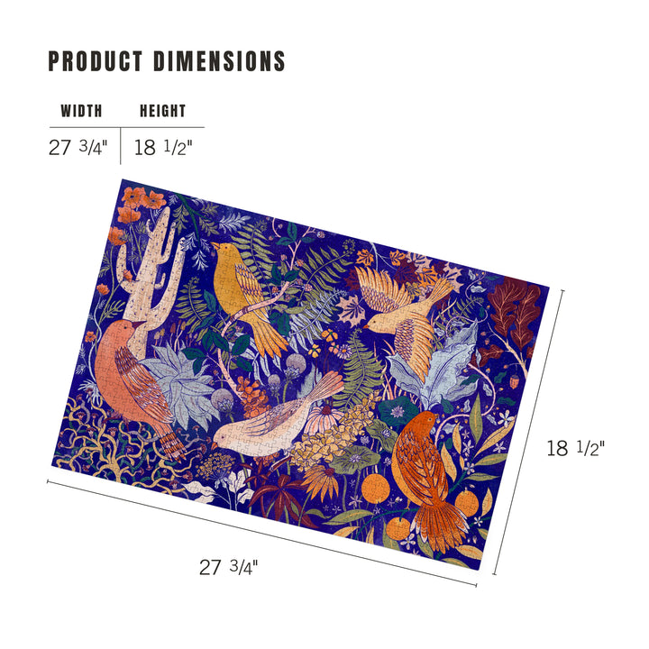 Birds and Blooms of North America, Cobalt, Jigsaw Puzzle Puzzle Lantern Press 