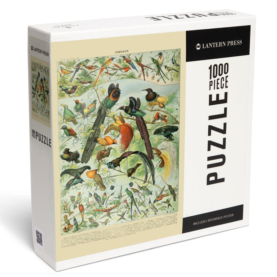 Birds, B, Vintage Bookplate, Adolphe Millot Artwork, Jigsaw Puzzle Puzzle Lantern Press 