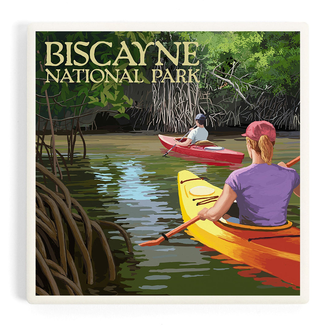 Biscayne National Park, Florida, Kayakers and Mangroves, Coasters Coasters Lantern Press 