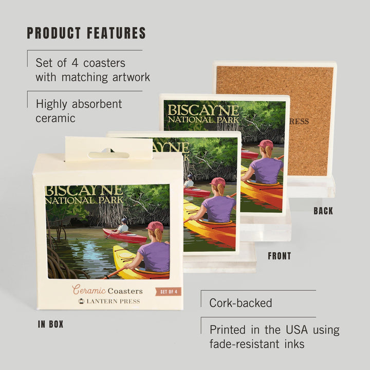 Biscayne National Park, Florida, Kayakers and Mangroves, Coasters Coasters Lantern Press 