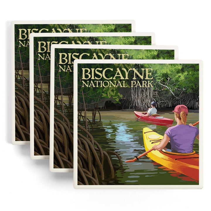 Biscayne National Park, Florida, Kayakers and Mangroves, Coasters Coasters Lantern Press 