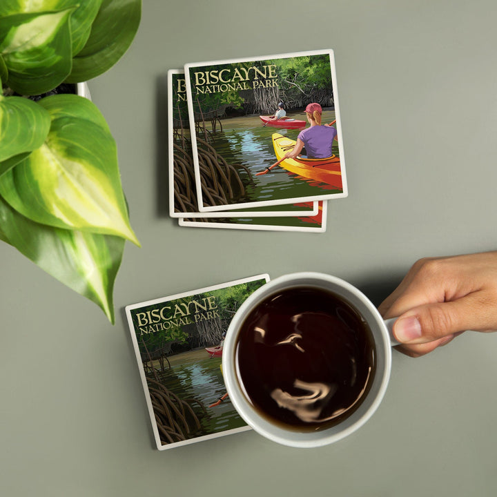 Biscayne National Park, Florida, Kayakers and Mangroves, Coasters Coasters Lantern Press 