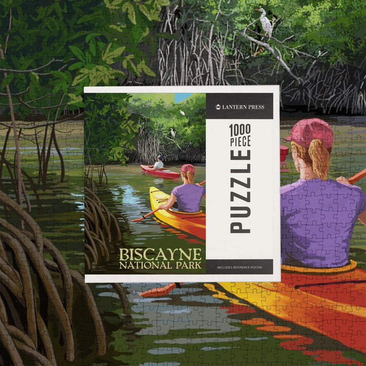 Biscayne National Park, Florida, Kayakers and Mangroves, Jigsaw Puzzle Puzzle Lantern Press 