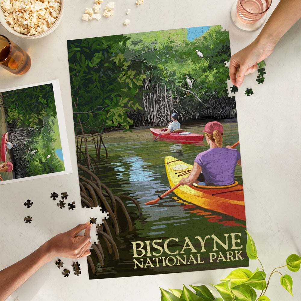 Biscayne National Park, Florida, Kayakers and Mangroves, Jigsaw Puzzle Puzzle Lantern Press 