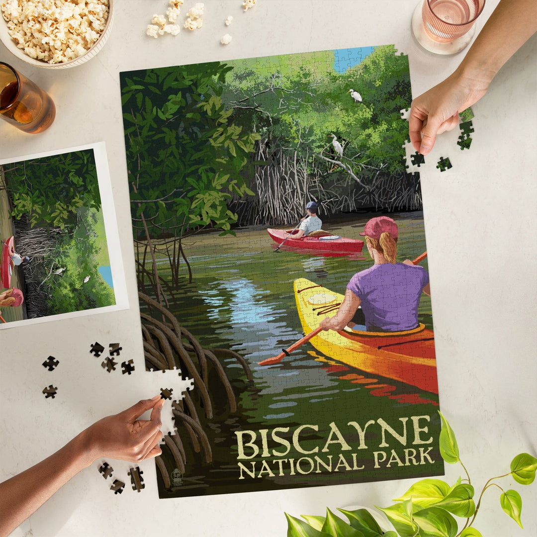 Biscayne National Park, Florida, Kayakers and Mangroves, Jigsaw Puzzle Puzzle Lantern Press 