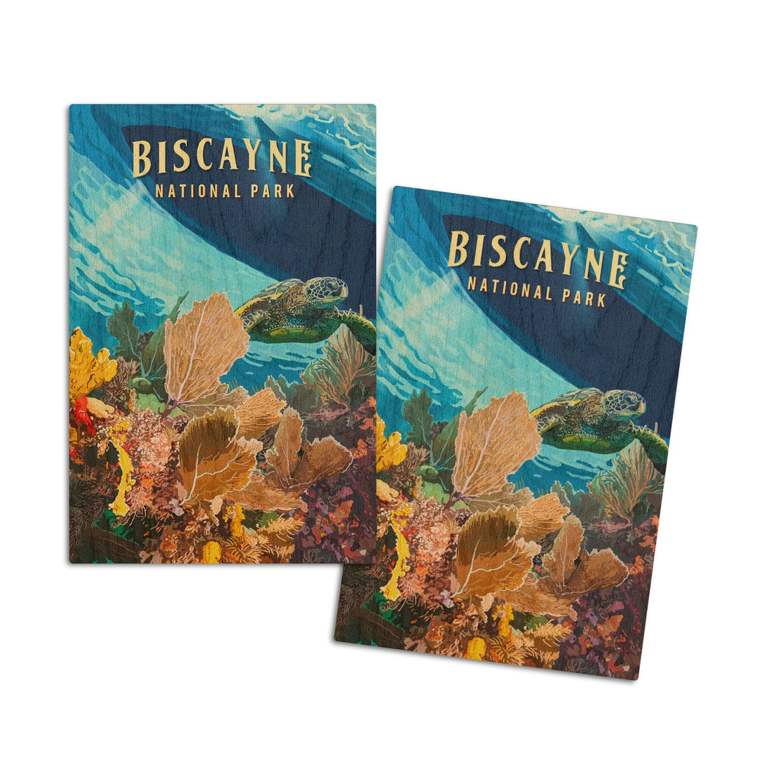 Biscayne National Park, Florida, Painterly National Park Series, Wood Signs and Postcards Wood Lantern Press 4x6 Wood Postcard Set 