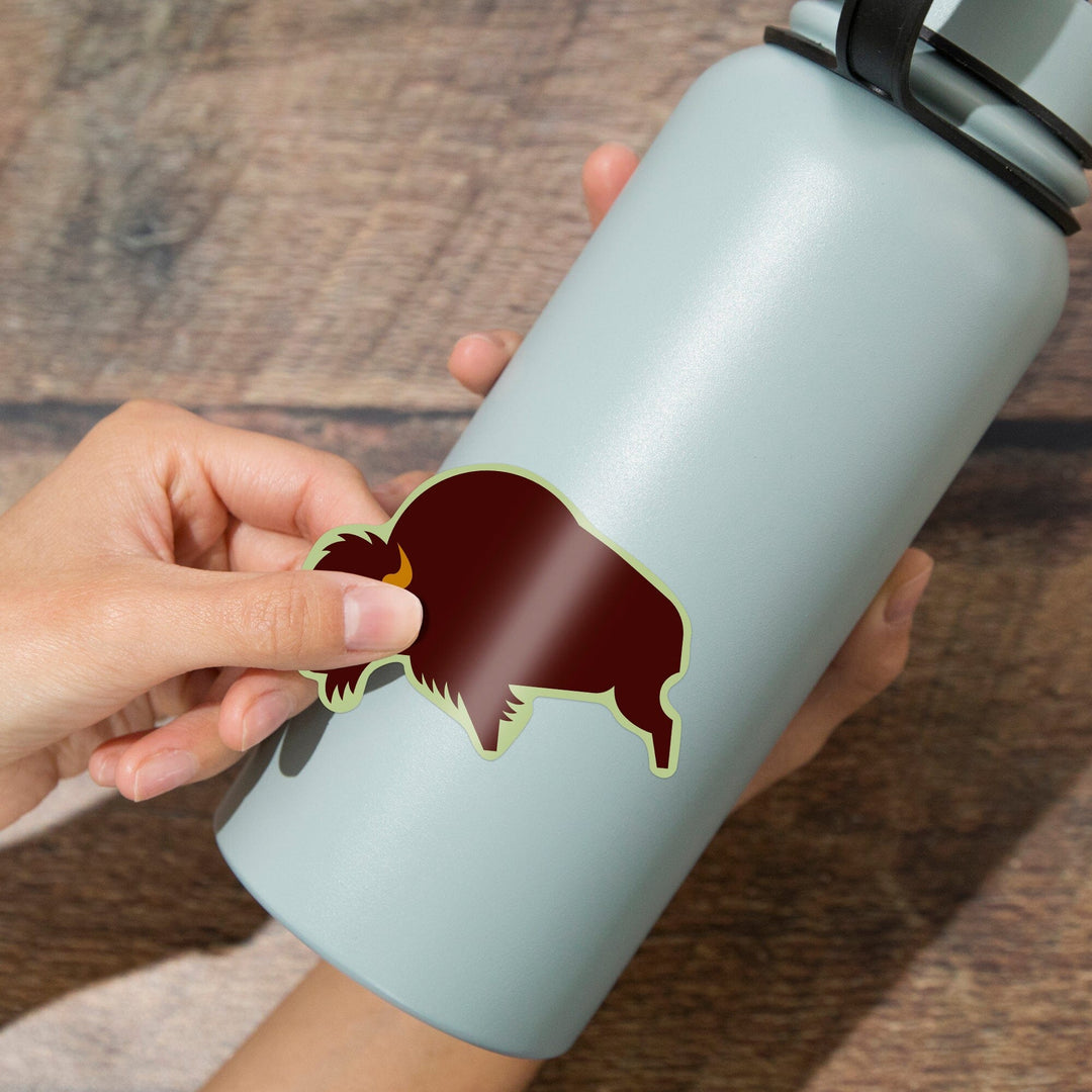 Bison, Geometric, Contour, Vinyl Sticker Sticker Lantern Press 