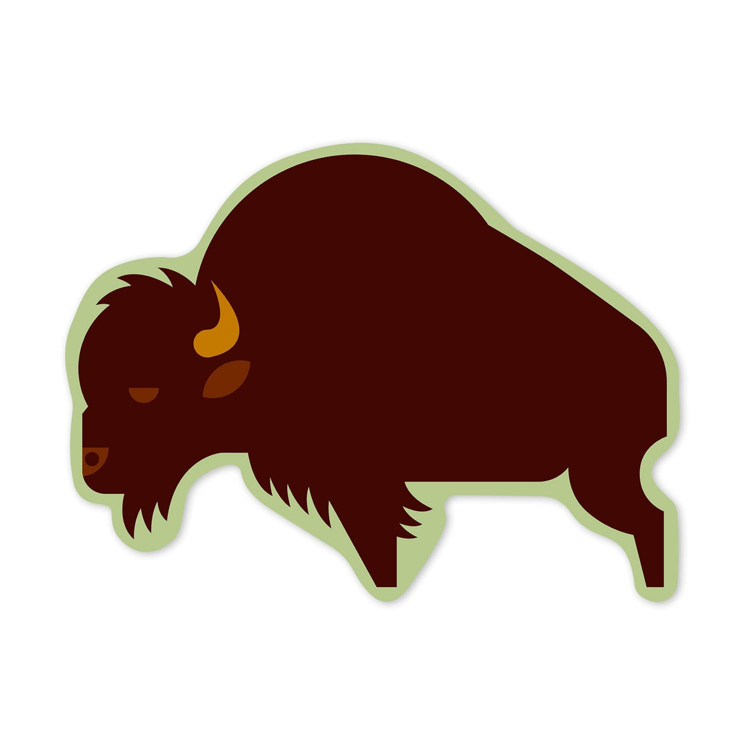 Bison, Geometric, Contour, Vinyl Sticker Sticker Lantern Press 