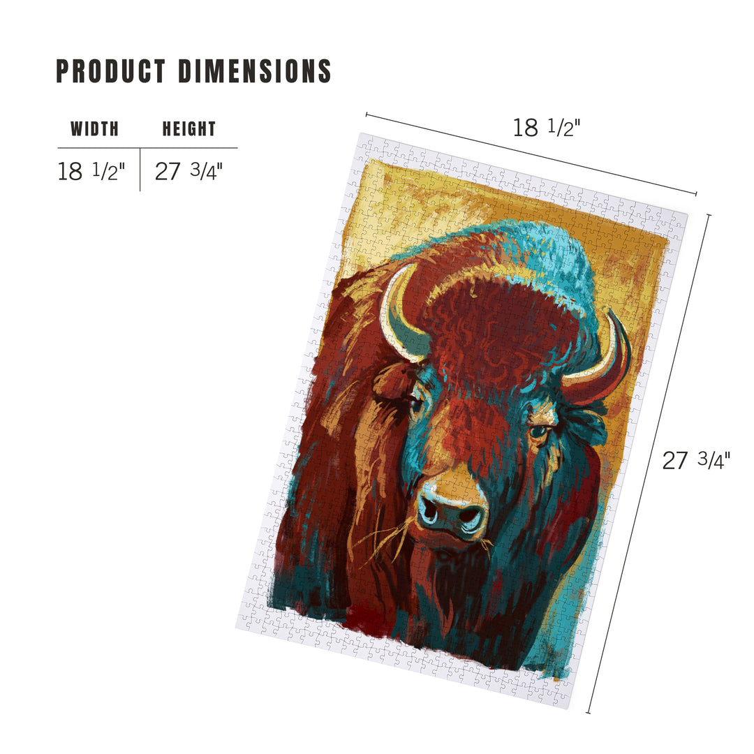 Bison, Vivid, Jigsaw Puzzle Puzzle Lantern Press 