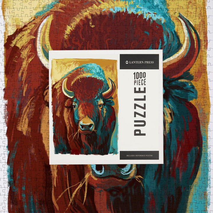 Bison, Vivid, Jigsaw Puzzle Puzzle Lantern Press 
