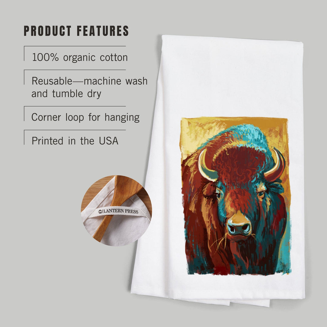 Bison, Vivid, Organic Cotton Kitchen Tea Towels Kitchen Lantern Press 